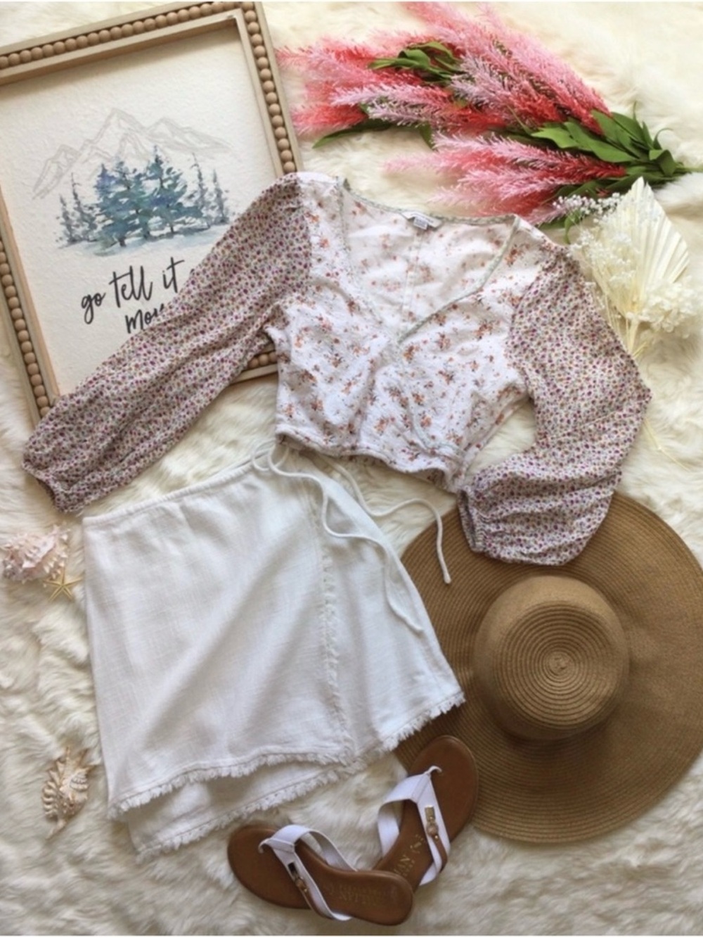 American Eagle White Floral Patchwork Eyelet Crop Top Sz XS Cottagecore